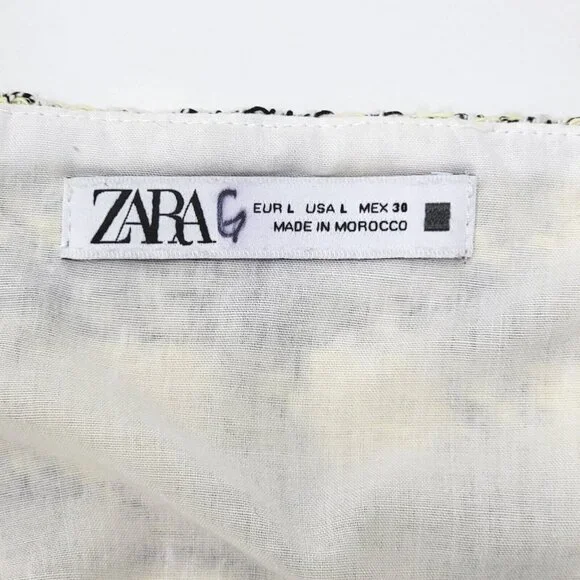 Y2K Zara Womens Crop Top Size L Yellow Black Plaid Frayed Preppy Popstar Bratz - Picture 3 of 14